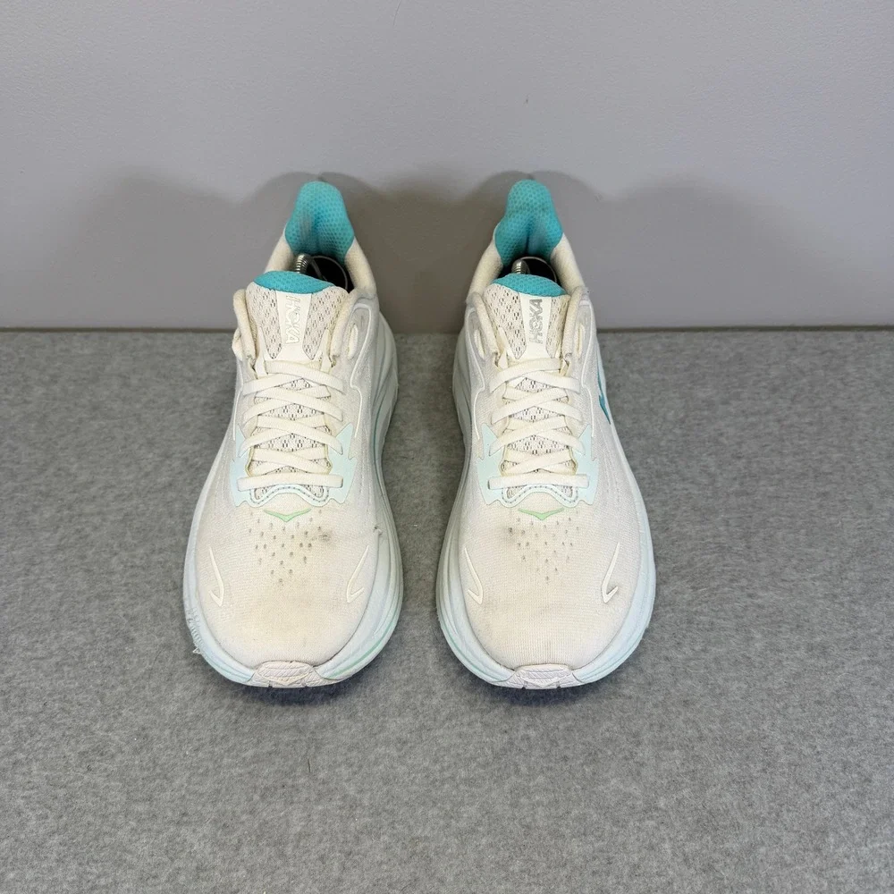 Hoka Clifton 10 Womens Shoes Size 9 White Teal Running Sneakers 1162031 WTCL